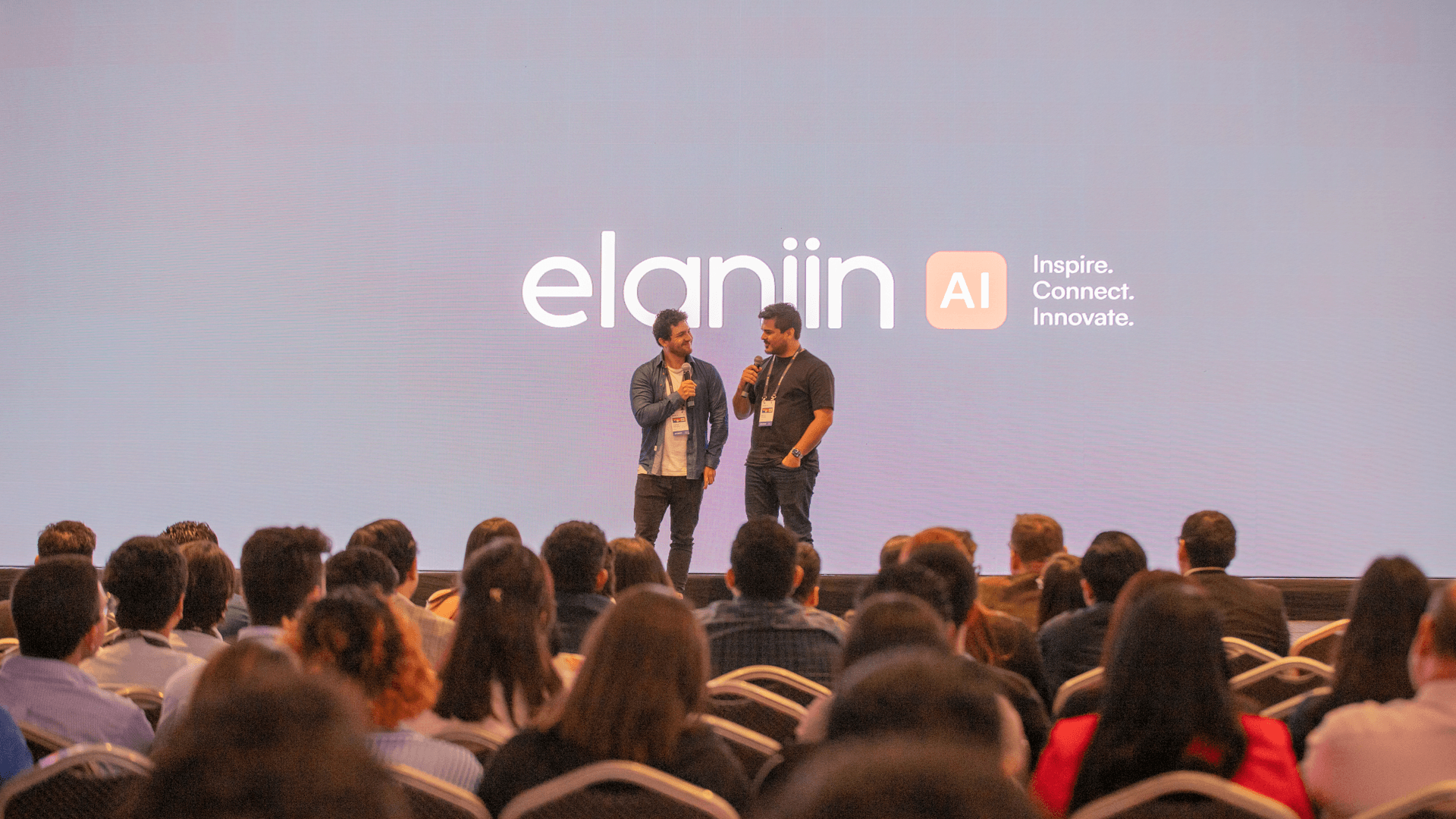 Elaniin AI brand reveal on stage at the Elaniin AI '24 event